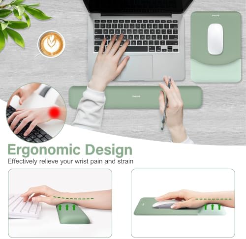 MOSISO Keyboard Wrist Rest & Mouse Pad with Wrist Rest, Green