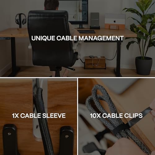 COREMINDED Extra Large Cable Management Box, Wood Cord Hider Box & Organizer for Power Strip, TV Wires & Desk Cable Storage