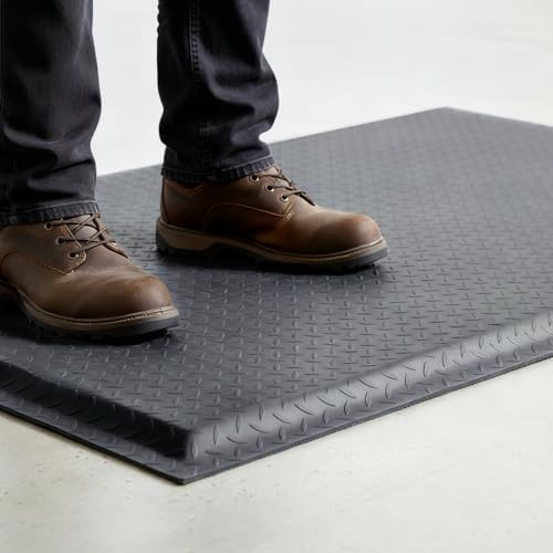 Nisorpa Anti Fatigue Mats Industrial 2' x 6' Ergonomic Standing Mat 15/16" Thick Heavy Duty Commercial Diamond Plate Shop Floor Mat Support for Leg & Back Pain, Grey