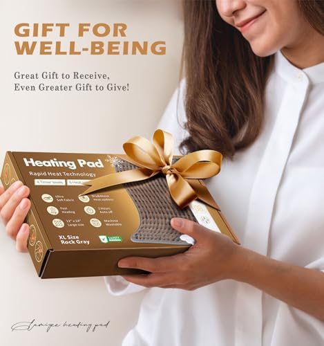 Heating Pad for Back, Neck & Shoulders, Soft Electric Heating Pad with Moist & Dry Heat, Auto-Off, Machine Washable, Birthday Gifts for Women Wife Mom Her (Rock Gray, 12"x24")