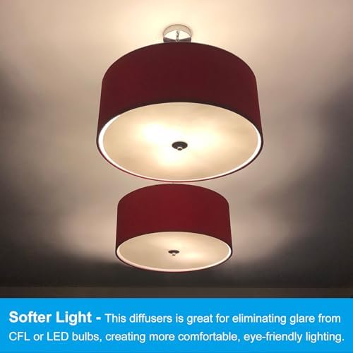 PATIKIL Lampshade Diffuser, 17.5" Diameter with 3/8" Center Hole Round Diffuser for Drum Lampshades Pendants Light Fits 18-20" Openings, Frosted White