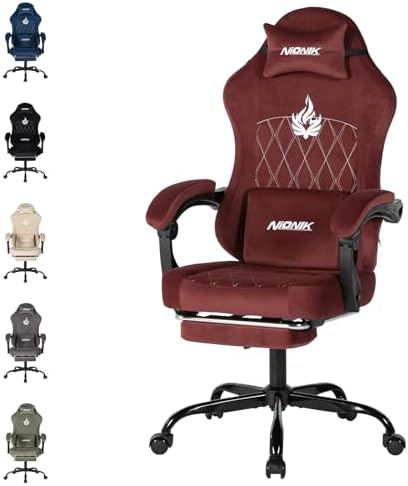 Ergonomic Gaming Chair Video Gamer Chairs Gaming Computer Chairs Gamer Chairs for Adults Massage Lumbar Support Swivel Height Adjustable Headrest Backrest RED