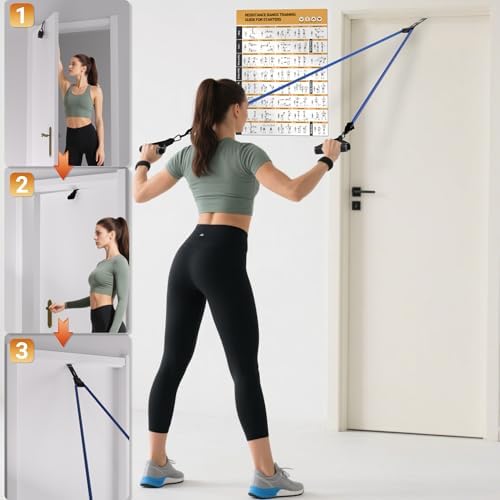 READAEER Resistance Bands, 10-150 LBS Exercise Bands with Handles, Ankle Straps & Door Anchor, Adjustable Workout Bands for Full Body Strength Training, Home, Gym & Travel