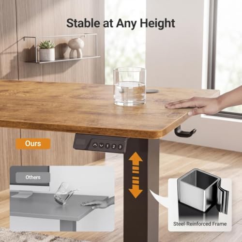 Claiks Electric Standing Desk 35x20 Inch Adjustable Desk, Rustic Brown