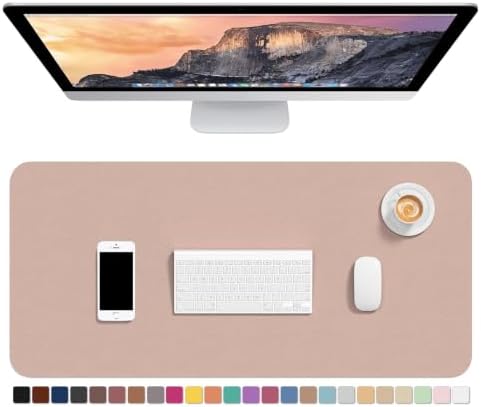 Hsurbtra Desk Pad, 30" x 14" PU Leather Desk Mat, XL Extended Mouse Pad, Waterproof Desktop Blotter Protector, Non-Slip Ultra Thin Large Laptop Keyboard Writing Mat for Office Home, Beige Apricot