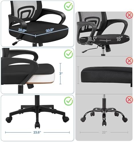 Yaheetech Mid-Back Mesh Computer Office Desk Chair Adjustable Swivel, Black