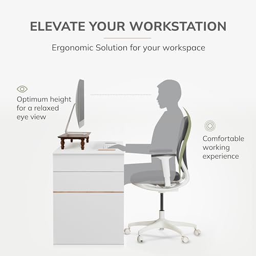 Anji Mountain Monitor Stand for Desk - Desktop Organizer & Laptop Riser, Ergonomic Monitor Riser, Space-Saving, Durable, Easy Assembly & Ideal for Home & Office,Walnut, 24-Inch, Pro Edition