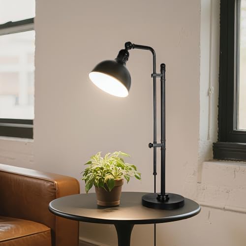 PARTPHONER Industrial Adjustable Desk Lamp for Home Office, Farmhouse Table lamp 29''-38'', Rustic Metal Task Desk Lamp in Aged Bronze Finish, Vintage Reading Lamp for Study Room，Black
