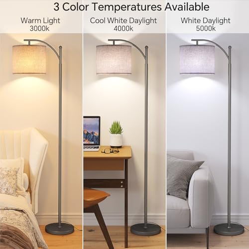 SUNMORY Arc Floor Lamp, Modern Floor Lamp with 9W 3 Color Temperatures Bulb