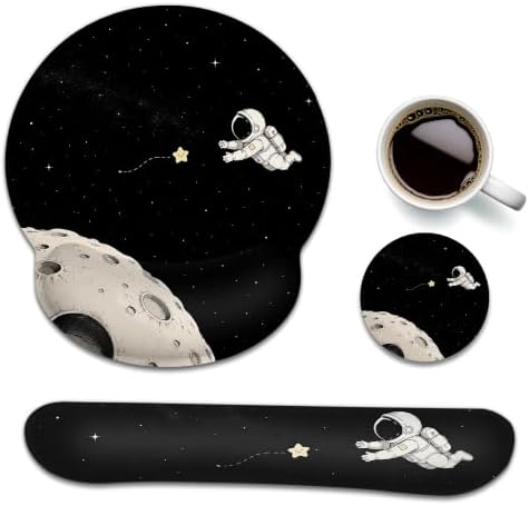 Astronaut Wrist Rest Mouse Pad 3 Piece Set with Keyboard Rest and Coaster