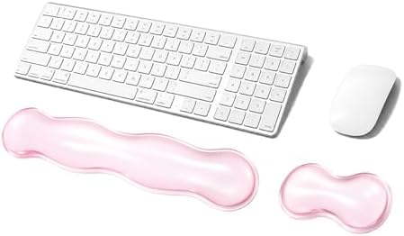 Gel Keyboard Wrist Rest Set, Clear Wrist Rest for Keyboard and Mouse, Ergonomic Keyboard Mouse Wrist Rest for Typing Pain Relief, Suitable for Office, Gaming, Computer, Laptop - Pink