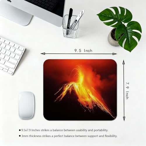 9.5x7.9 Inch Office/Gaming Mouse Pad, Tungurahua Volcano in Ecuador Exploding at Night Nature and Geology, Cute Anti-Slip Mat for Desk Decor