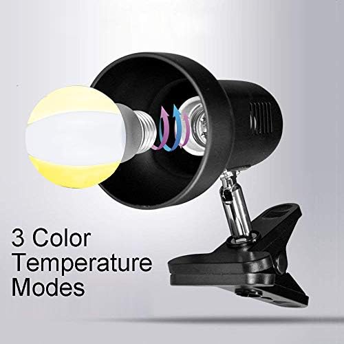 LED Clamp Work Lamp, 5W 360° Rotatable Head, Ultra Bright Work Bench Light, Desk Lamp with Clip,3 Color Temperature Modes, 4.9ft Plug & Play Cord (Black)…