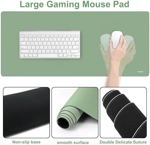 MOSISO Wrist Rest for Mouse Pad Set, Large Gaming Deskpad, Green