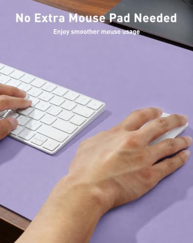 Aothia Faux Leather Desk Mat Mouse Pad, 63" x 17", Light Purple