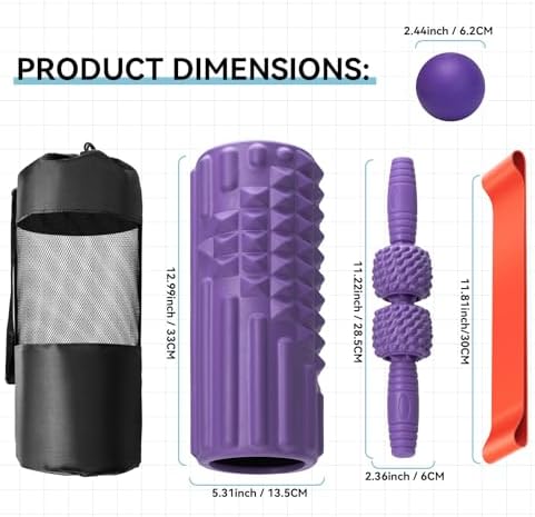 5 in 1 Foam Roller Set, High Density Patented Exercise Roller