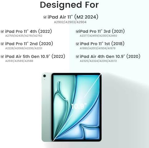 Magnetic Keyboard Case for iPad Air 11-inch (M2 2024) & Pro 11 1st/2nd/3rd/4th,360 Rotation Detachable & 7 Color Backlit BT Keyboard Cover for ipad Air 5th 4th Generation 10.9 inch(Teal)