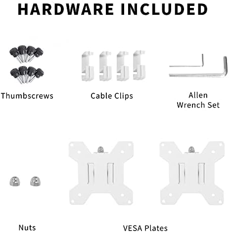 VIVO White Fully Adjustable Dual Monitor Arm for Desk Mount Stand, Double Monitor Arm for 2 Screens up to 27 inches, PT-SD-AM02AW