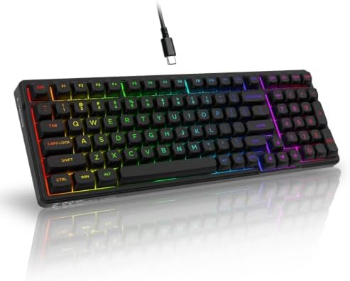 HUO JI Z-99 Wired Mechanical Keyboard, Creamy Sound, RGB Backlit, Black
