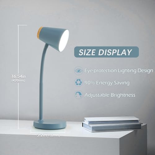 EJIAXIN Desk Lamps for Home Office - Small LED Desk Lamp Touch Dimmable Reading Light for College Dorm Room - Adjustable Flexible Gooseneck Table Lamp for Bedside Bedroom Nightstand Blue
