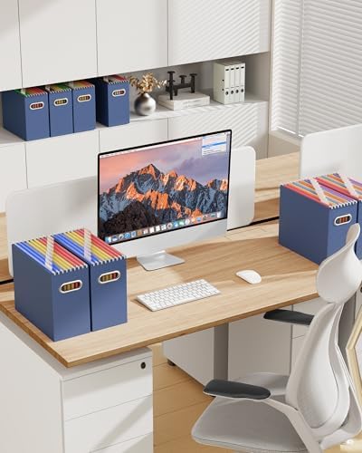 Oterri Portable Collapsible Cardboard File Box with Handle for Letter-Size
