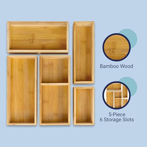 happimess Eldora 5-Piece Handcrafted Bamboo Drawer Organizers, Natural