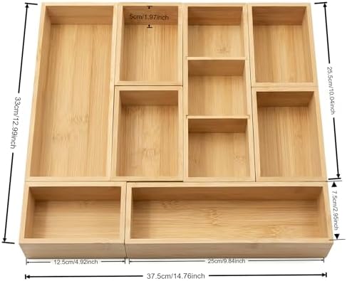 Bamboo Drawer Organizer, Natural, M