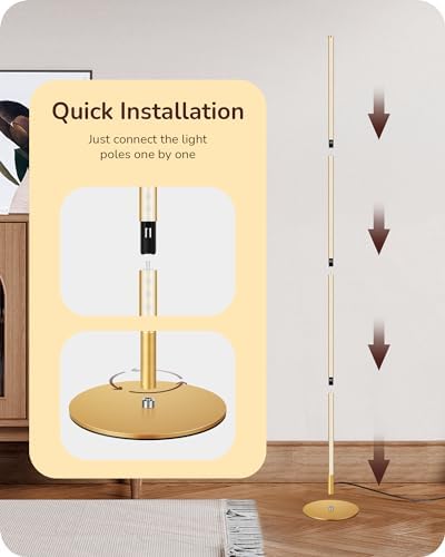 EDISHINE 59.84" Floor Lamps for Living Room, 3000K & Stepless Dimmable,Gold