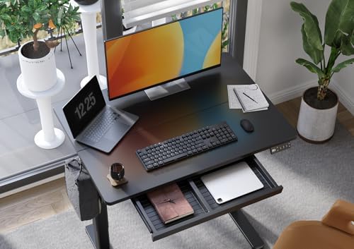Claiks Electric Standing Desk with Drawer 40 Inch Black