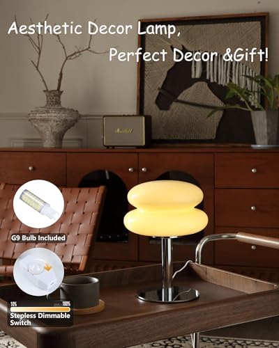 Glivpny Mushroom Lamp Table Lamp, Mid Century Modern Table Lamps(Cream)