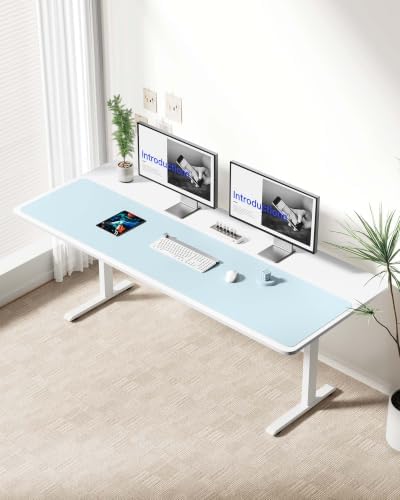 YSAGi Leather Desk Protector, Office Mat, Large Mouse Mat, Non-Slip PU Leather Blotter, Laptop Desk Mat, Waterproof Writing Pad for Office and Home(Baby Blue, 63" x 17.2")