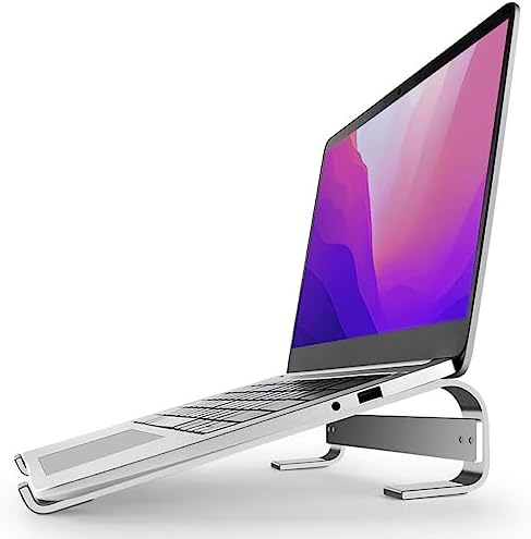 MMOBIEL Laptop Stand - Riser 10 to 18 inches - Ventilated Holder Universal - Laptop Stand for Desk Compatible with MacBook, Notebook, ASUS and More - Incl. Tools - Aluminum