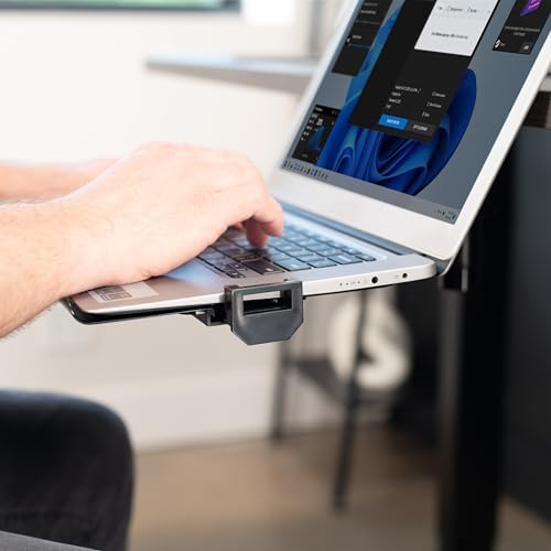 VIVO Clamp-on 12 x 9 inch Rotating Laptop Tray, Extra Sturdy Single Desk Swivel Clamp, Ergonomic Typing, Black, MOUNT-LAP1CB