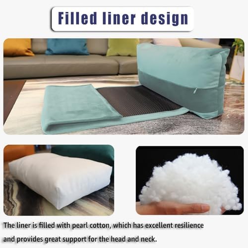 Velvet Recliner Headrest Pillow, Non-Slip Neck Support,Light Blue