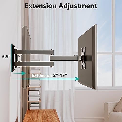 WALI TV Wall Mount Full Motion 15 inch Extension Arm, 2 Pack for Monitor TV