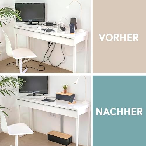 NATURE SUPPLIES Set of Two Natural Wood Cable Management Box, Large and Medium Cord Organizer to Hide Wires and Power Strips for TV, Desk, Computer, Router, Cable Storage and Cord Organization