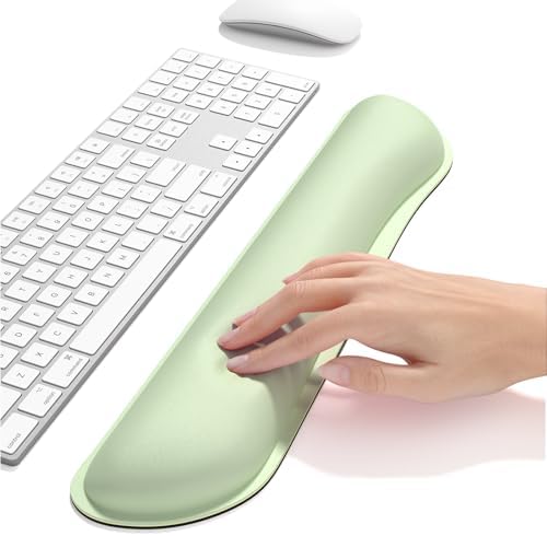 Dapesuom Enlarge Keyboard Wrist Rest, Memory Foam Keyboard Wrist Cushion for Computer Desk Mats Support, Typing Pain Relief Ergonomic Mouse Pad Rests with Non-Slip Base for Gaming, Laptop, Lake Green
