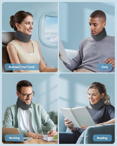 Memory Foam Neck Brace For Sleeping, For Neck Support Soft Cervical CollarGray Small Size Fits Neck Circumference 11.02-13.78 inch (28-35 cm), Height 3.15-3.54 inch (8-9 cm)