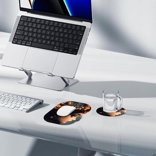 Small Mouse Pad，Mini Mouse Pad 6 x 7 Inch，for Laptop Keyboard Tray Wireless Mouse Home Office Travel，with Non-Slip Rubber Base, Waterproof Mouse Mat，Fantasy Girl with Castle in Hair