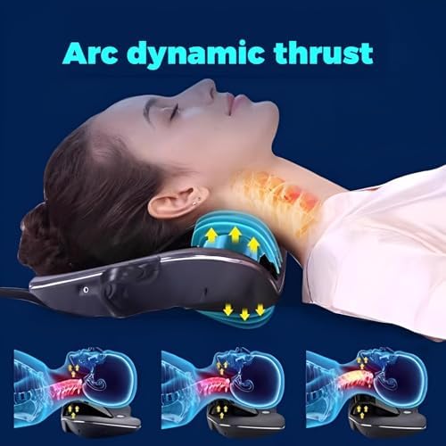 Multifunctional Cervical Traction Device, Electric Neck Stretcher, Dynamic Neck Stretching Function, Electrotherapy And Heat Therapy To Relieve Neck Pain, 3 Massage Modes For Home Use (White)