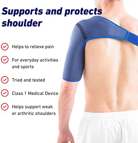 Neo-G Shoulder Brace Support - for Rotator Cuff, Dislocated Shoulders, Joint Pain, Arthritis, Shoulder Injury - Adjustable Compression Strap - Class 1 Medical Device - 1 Size - Blue