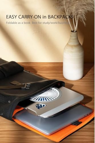Laptop Stand Fan with 360 Rotating Swivel Base, 10inch Riser Height Adjustable for Typing/Viewing/Presentation,Metal Ergonomic Strong Holder,for Heavy Notebook 12 14 15 17Inch MacBook
