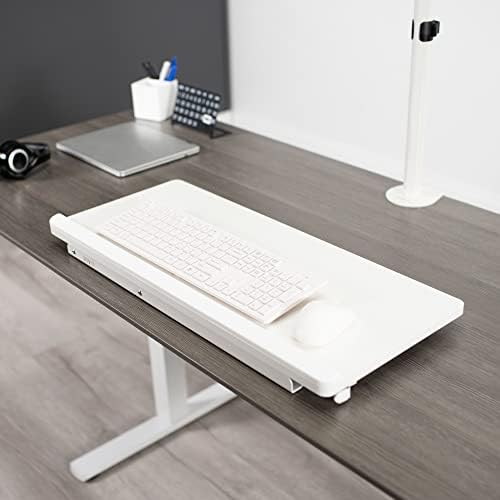 VIVO White 27 in Single Top Keyboard and Mouse Riser, DESK-V000PW