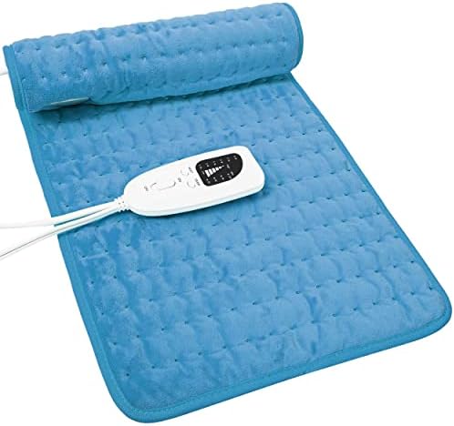 Heating Pad Electric Heat Pad, Hot Heated Pad,Multiple Temp and Timer Settings,Suitable for Shoulders, Neck, arms, Abdomen, Back, Legs, etc. (Blue, 24"X12")