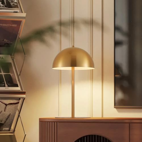 Metal Mushroom Table Lamp, 20.8" Gold Dome Table Lamp Bedside Lamp