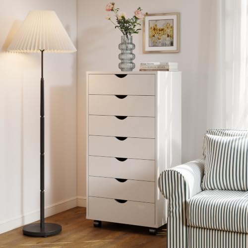 DUMOS 7 Drawer File Cabinet with Wheels, Vertical Office Storage Cabinet