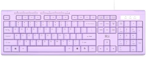 Rii RK907 Ultra-Slim Compact USB Wired Keyboard for MAC and PC-Purple