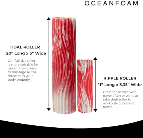 Oceanfoam Tidal Roller - Massage Foam Roller for Exercise (Red Marbled)