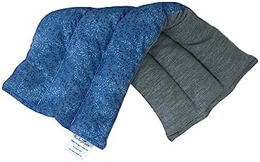 SacksyThyme Microwave Heating Pad for Back, Neck, Menstrual Cramps, Shoulders, Leg Pain Relief - Hot Moist Microwavable Therapy Pack - Blue Unscented Flaxseed Heat Pad Made in USA (Size: 18” x 7”)
