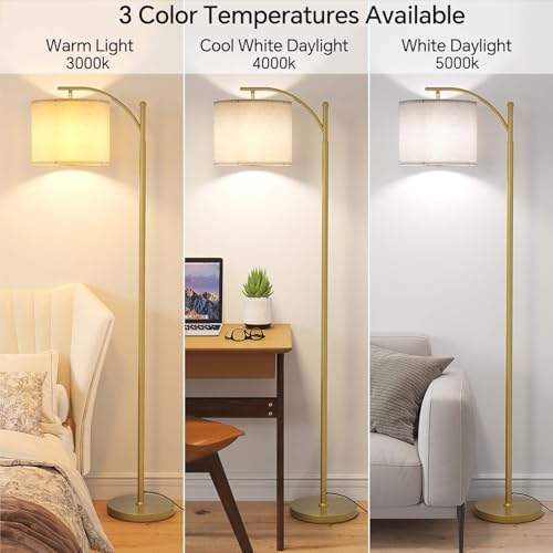 SUNMORY Arc Floor Lamp, Modern Floor Lamp with 9W 3 Color Temperatures Bulb
